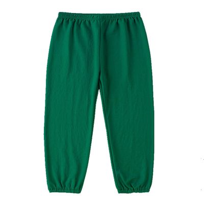 EISHOW Unisex Summer Trousers Kids Baby Thin Breathable Long Pants Soft Cotton Blend Elastic Basic Harem Pants for Boys Girls (Dark Green,4T)