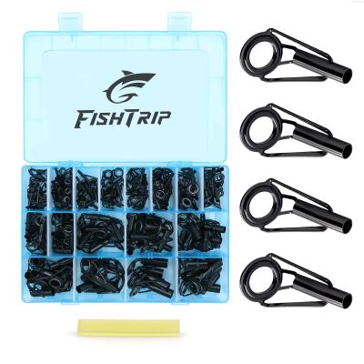 FishTrip Rod Tip Repair Kit 230pcs Fishing Rod Tips Replacement Kit Stainless Steel Ceramic Guides Ring Fishing Pole Eyelets Repair Kit