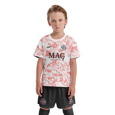 ORKY Kids Customize Soccer Jersey, Quick Dry Sublimation Personalize Boy Shirt, Custom Made Girl Training Team Uniform Camo(Pink 130cm)