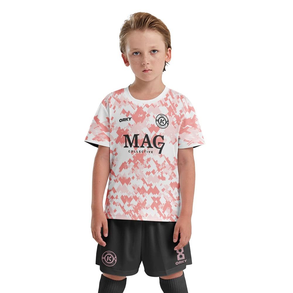 ORKY Kids Customize Soccer Jersey, Quick Dry Sublimation Personalize Boy Shirt, Custom Made Girl Training Team Uniform Camo(Pink 130cm)
