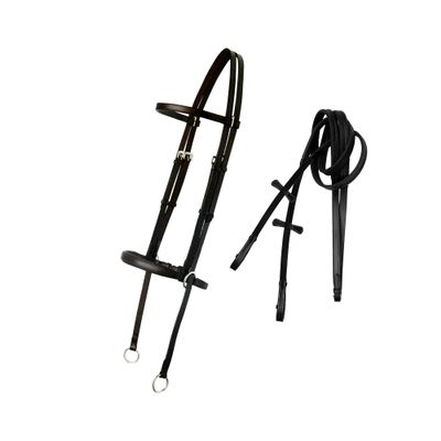 ExionPro Exion English Bitless Bridle with Reins for Horse | Soft Padded Crossunder Bitless Bridle | No-Bit Horse Bridle for Schooling & Shows | Vegetable Tanned Leather | Premium Craftsmanship