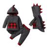 Boy Clothes 12-18 Months Toddler Infant Long Sleeve Plaid Pocket Hoodie Tops + Pants Fall Winter Outfit Set 2Pcs,Red hoodie clothes 12-18 months/100cm view 1
