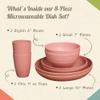 Camp Casual Camping Plates Cups and Bowls Set - 8-pc Wheat Straw Dinnerware Sets - 2 Bowls, 2 Cups, 2 Small & 2 Large Indoor/Outdoor RV Dishes - BPA Free, Dishwasher & Microwave Safe (Drift wood) view 3
