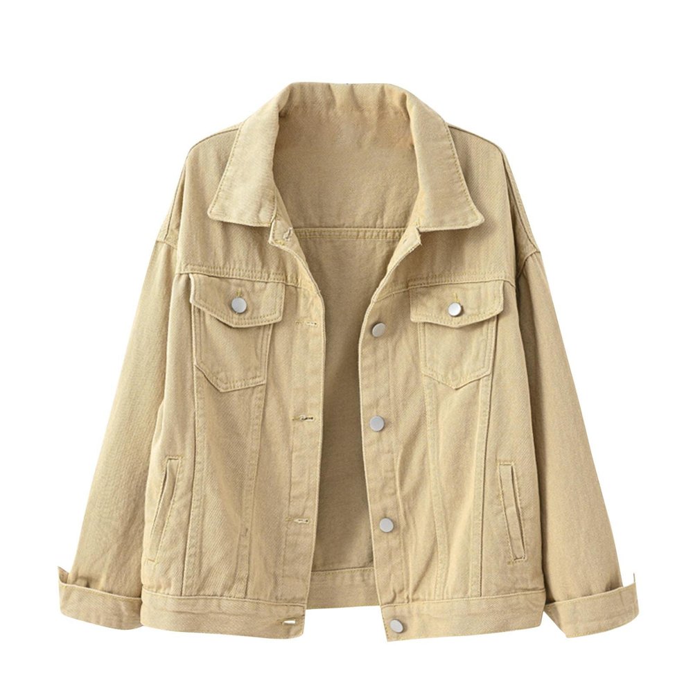 tuduoms Women's Candy Color Denim Jacket Relaxed Fit Casual Jean Trucker Jacket Plus Size Shacket Cropped Denim Jacket Coat