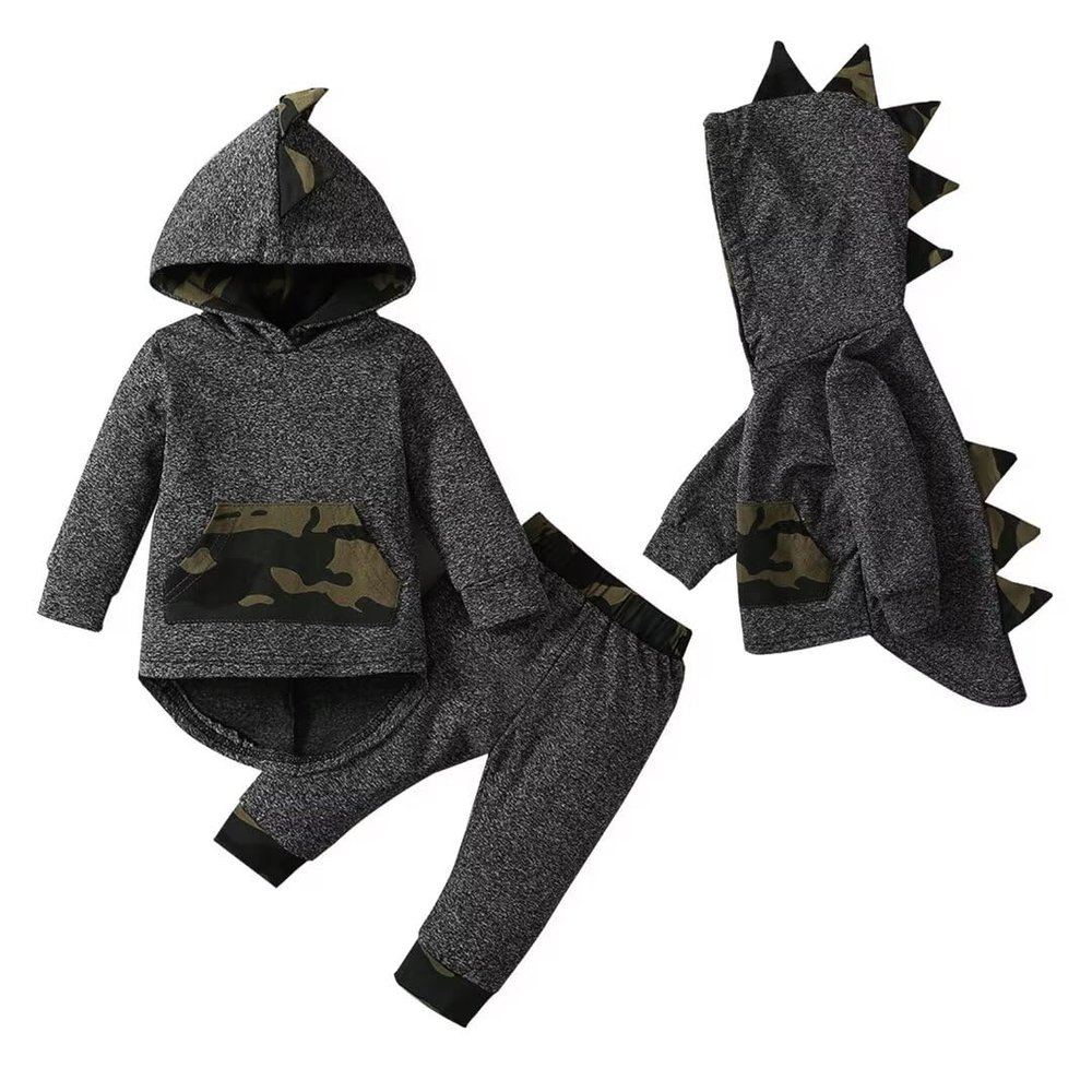 18-24 Months Baby Boy Clothes Toddler Infant Long Sleeve Plaid Pocket Hoodie Tops + Pants Fall Winter Outfit Set 2Pcs, Camo hoodie clothes 18-24 months/110cm