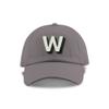 Monogram Initial Modern Shadow Letter Baseball Cap - Toddler, Youth Kids, and Adult Adjustable Grey Hat with White Letter (6-9 Youth Size, W) view 1