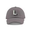 Monogram Initial Modern Shadow Letter Baseball Cap - Toddler, Youth Kids, and Adult Adjustable Grey Hat with White Letter (6-9 Youth Size, L) view 1