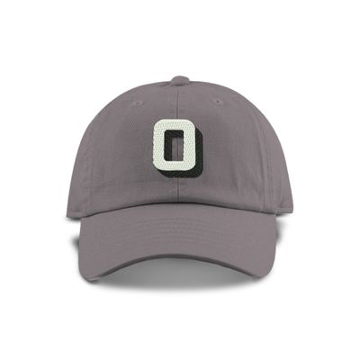 Monogram Initial Modern Shadow Letter Baseball Cap - Toddler, Youth Kids, and Adult Adjustable Grey Hat with White Letter (6-9 Youth Size, O)