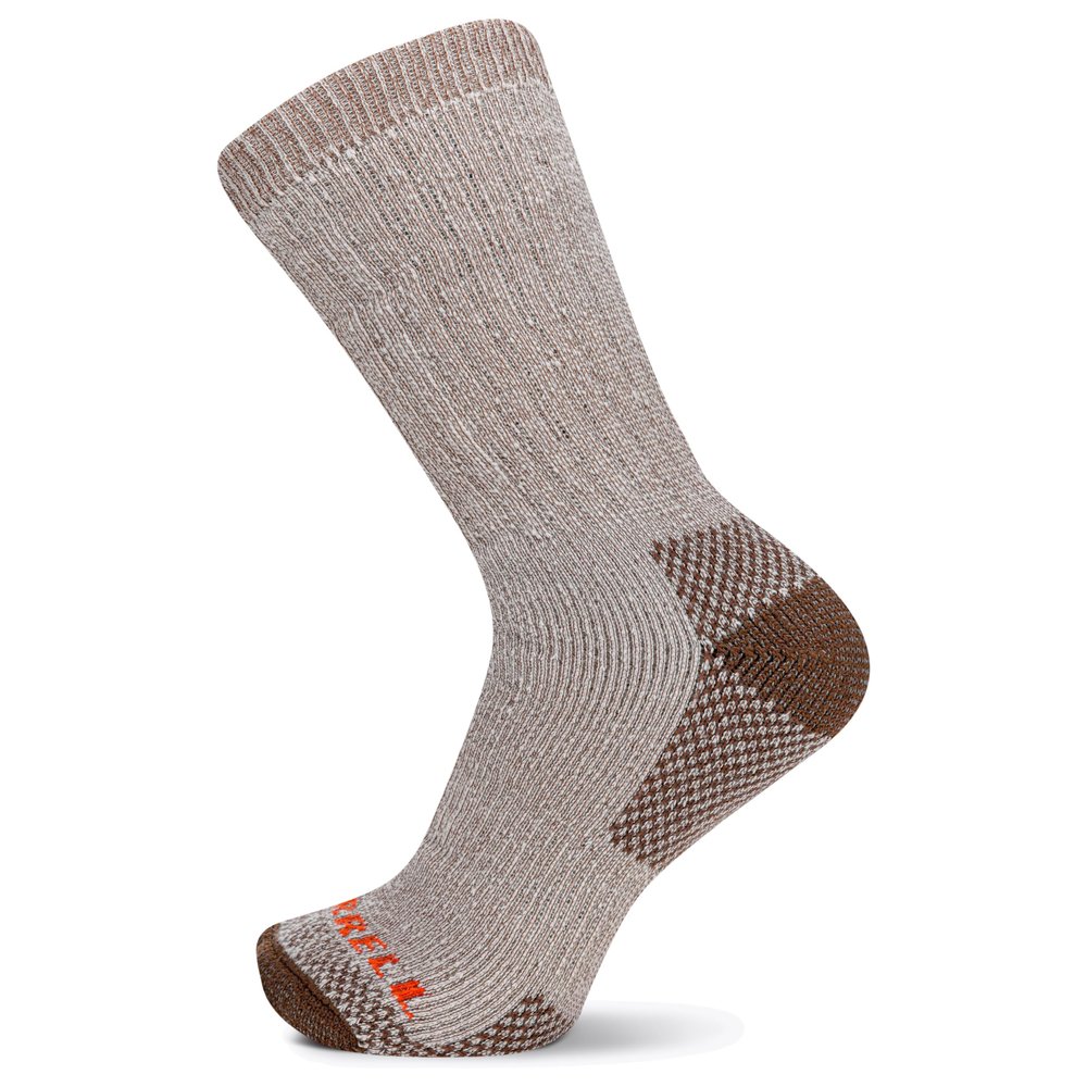 Merrell Men's and Women's Heavyweight Hiker Cold Weather Comfort Crew Socks 1 Pair Pack, Brown, Shoe Size: 9-11