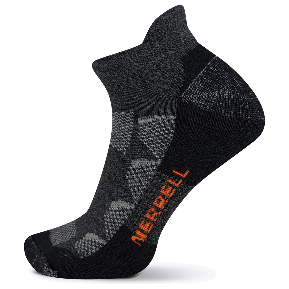 Merrell Unisex Adult Mens And Women's Cushion Socks - 1 Pair Pack Coolmax Moisture Wicking & Arch Support Moab Hiking Midweight Low Cut, Low Cut Tab - Charcoal, Large-X-Large US