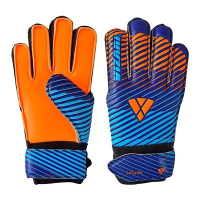 Vizari Saturn F.P. Soccer Goalkeeper Gloves with Finger Support - Blue/Orange, Size 8 | Inbuilt Fingersave Protection Goalie Gloves | 3-MM Duplatex Foam Palm Football Gloves