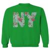 0506. Cool New York Gift Liberty Statue NYC Floral Beach Summer Vacation Palm Men's Crewneck Sweatshirt (Irish Green Medium) view 1