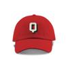 Monogram Initial Modern Shadow Letter Baseball Cap - Toddler, Youth Kids, and Adult Adjustable Red Hat with White Letter (6-9 Youth Size, Q) view 1