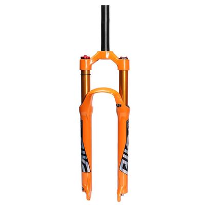 Jejy Magnesium Alloy Front Fork Suspension 27.5/29 Inch Mountain Bike Disc Brake Shoulder Control/Wire Control Bicycle QR 9mm Air Forks (Color : Orange Shoulder Control, Size : 27.5)