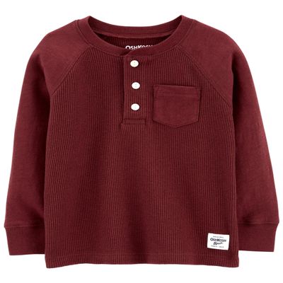 OshKosh B'Gosh Boys' Thermal Pocket, Terra Stone Henley, 12 Months