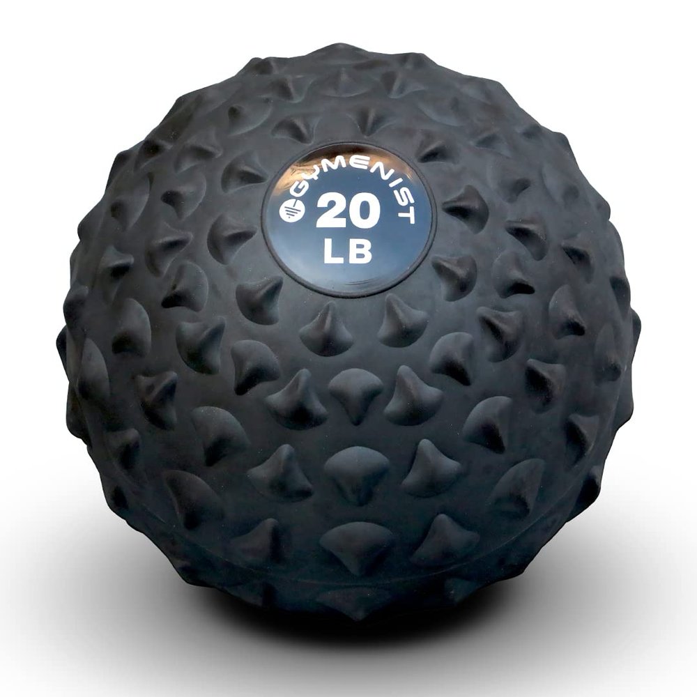 GYMENIST Weighted No Bounce Slam Ball Intensive Workout Training Gym Exercise Weight Balls Equipment (20-LB, Black Extreme)
