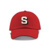Monogram Initial Modern Shadow Letter Baseball Cap - Toddler, Youth Kids, and Adult Adjustable Red Hat with White Letter (6-9 Youth Size, S) view 1