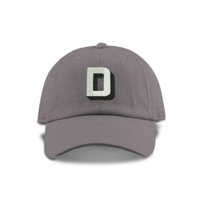 Monogram Initial Modern Shadow Letter Baseball Cap - Toddler, Youth Kids, and Adult Adjustable Grey Hat with White Letter (6-9 Youth Size, D)