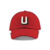 Monogram Initial Modern Shadow Letter Baseball Cap - Toddler, Youth Kids, and Adult Adjustable Red Hat with White Letter (2-5 Toddler Size, U) view 1