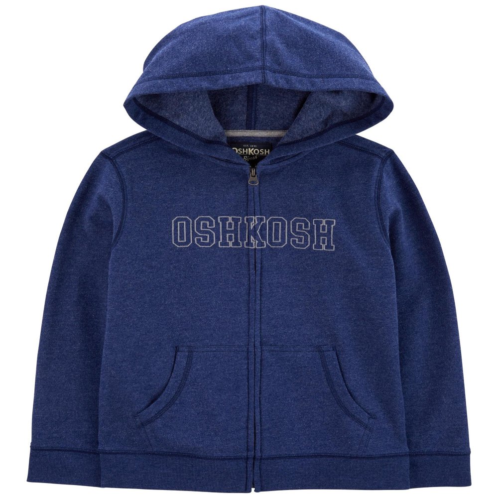 OshKosh B'Gosh Boys' Full Zip Logo Hoodie, Indigo Blue, 7