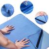 POLYTE Microfiber Hot Yoga Towel Mat with Non-Slip Silicone Grip and Secure Fit Elastic Straps, 24 x 72 in (Blue) view 2