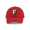 Monogram Initial Modern Shadow Letter Baseball Cap - Toddler, Youth Kids, and Adult Adjustable Red Hat with White Letter (10+ Adult Size, F) view 1