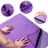 POLYTE Microfiber Hot Yoga Towel Mat with Non-Slip Silicone Grip and Secure Fit Elastic Straps, 24 x 72 in (Purple) view 2