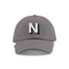 Monogram Initial Modern Shadow Letter Baseball Cap - Toddler, Youth Kids, and Adult Adjustable Grey Hat with White Letter (10+ Adult Size, N) view 1