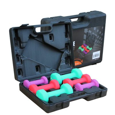 Gymenist Dumbbell Set With Hard Plastic Case Includes 3 Pairs And A Hard Travel Carry Storage Case (2-LB - 4-LB - 6-LB)