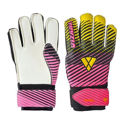 Vizari Saturn F.P. Soccer Goalkeeper Gloves with Finger Support - Pink/Yellow, Size 7 | Inbuilt Fingersave Protection Goalie Gloves | 3-MM Duplatex Foam Palm Football Gloves