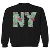 0506. Cool New York Gift Liberty Statue NYC Floral Beach Summer Vacation Palm Men's Crewneck Sweatshirt (Black Small) view 1