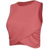 Womens Sports Wrap Crop Tops Sleeveless Gym Workout Tank Tops Running Sports Bra Slim Fit Athletic Yoga Dance Shirts Hot Pink view 3