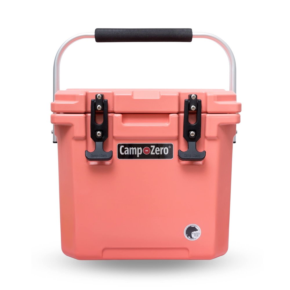 CAMP-ZERO 12L-12.6 Quart Portable Hard Cooler Ice Chest, Perfect for Drinks, Lunch, Beach, Picnics, Boating, Camping and Travel with 2 Molded-in Cup Holders and Folding Aluminum Handle