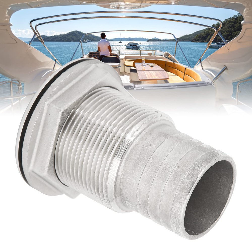 Asixxsix Thru Hull Connector, Portable Marine Boat Hose Barb Universal for Marine Hardware Accessories(1in)