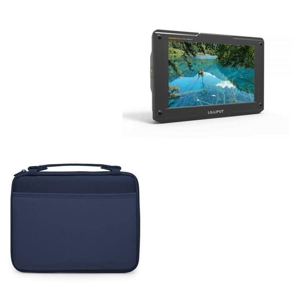 BoxWave Case Compatible with Lilliput H7S - Hard Shell Briefcase, Slim Messenger Bag Briefcase Cover Side Pockets - Navy