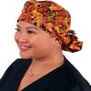 Sparkling EARTH Metallic Autumn Leaves Banded Bouffant Ponytail Surgical Scrub Cap with Built-in Sweatband - Made in the USA view 1