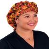 Sparkling EARTH Metallic Autumn Leaves Banded Bouffant Ponytail Surgical Scrub Cap with Built-in Sweatband - Made in the USA view 3