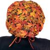 Sparkling EARTH Metallic Autumn Leaves Banded Bouffant Ponytail Surgical Scrub Cap with Built-in Sweatband - Made in the USA view 4