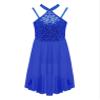 FEESHOW Big Girls Mesh Open Back Lyrical Dance Dress Ballroom Dancing Costumes Leotard High Low Flowy Sheer Skirt Royal Blue 6 Years view 1