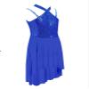 FEESHOW Big Girls Mesh Open Back Lyrical Dance Dress Ballroom Dancing Costumes Leotard High Low Flowy Sheer Skirt Royal Blue 6 Years view 2