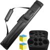 Deekin 2 x 4 Hard Oval Pool Cue Billiard Stick Carrying Case Billiard Cue Cases for 2 Stick 6 Holes with 2 Chalk, 32 x 5.5 x 3.75 Inches(Black) view 1
