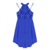 FEESHOW Big Girls Mesh Open Back Lyrical Dance Dress Ballroom Dancing Costumes Leotard High Low Flowy Sheer Skirt Royal Blue 14 Years view 4