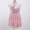 FEESHOW Big Girls Mesh Open Back Lyrical Dance Dress Ballroom Dancing Costumes Leotard High Low Flowy Sheer Skirt C Pink 14 Years view 4