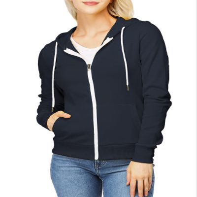 OSABASA Womens Basic Zip Up Hoodies Sweatshirt Long Sleeve Patch Pocket NAVY US XL (OSCWOHOL030)