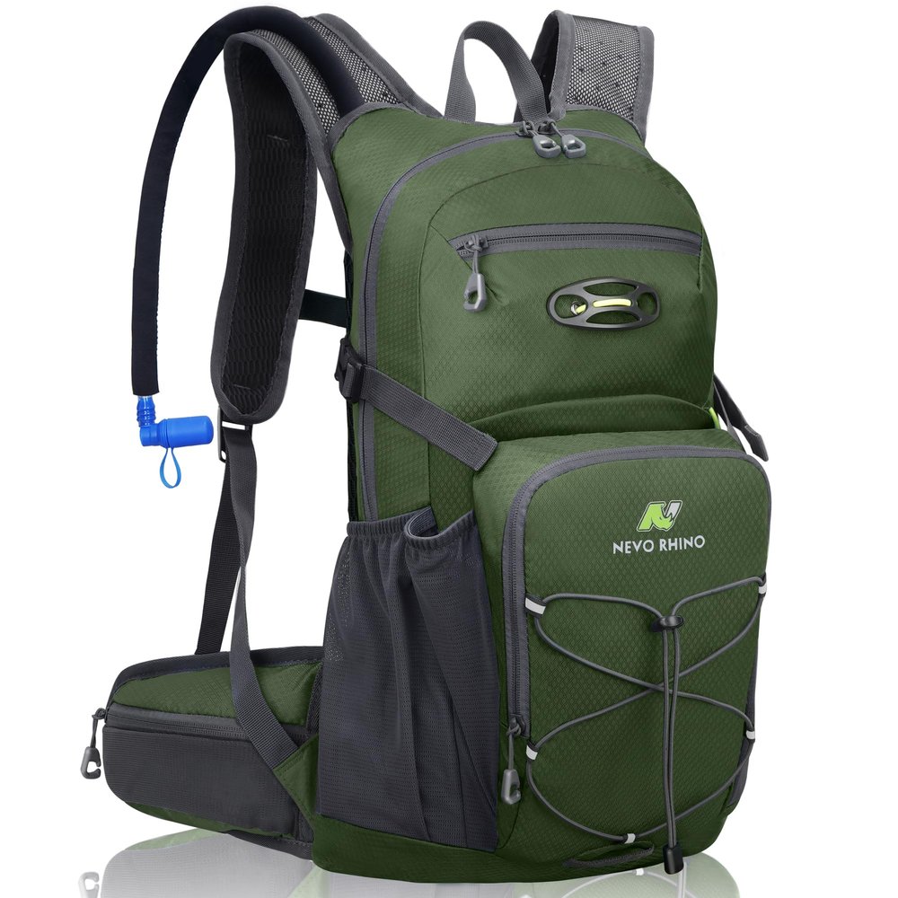 N NEVO RHINO Hydration Backpack, 18L Multipurpose Hiking Backpack with 3L Water Bladder, Water Backpack Insulated Hydration Pack Ideal for Hiking and Cycling