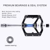 CXWXC Road/MTB Bike Pedals - Aluminum Alloy Bicycle Pedals - Mountain Bike Pedal with Removable Anti-Skid Nails (D:Black-Blue) view 4