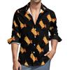 Dachshund in Hot Dog Bun with Mustard Men's Shirt Long-Sleeve Button Hawaiian Shirt Tops for Casual Beach Work XS view 1
