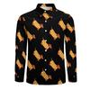 Dachshund in Hot Dog Bun with Mustard Men's Shirt Long-Sleeve Button Hawaiian Shirt Tops for Casual Beach Work XS view 3