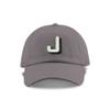 Monogram Initial Modern Shadow Letter Baseball Cap - Toddler, Youth Kids, and Adult Adjustable Grey Hat with White Letter (6-9 Youth Size, J) view 1