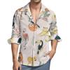 Jungle Animals Men's Shirt Long-Sleeve Button Hawaiian Shirt Tops for Casual Beach Work L view 1